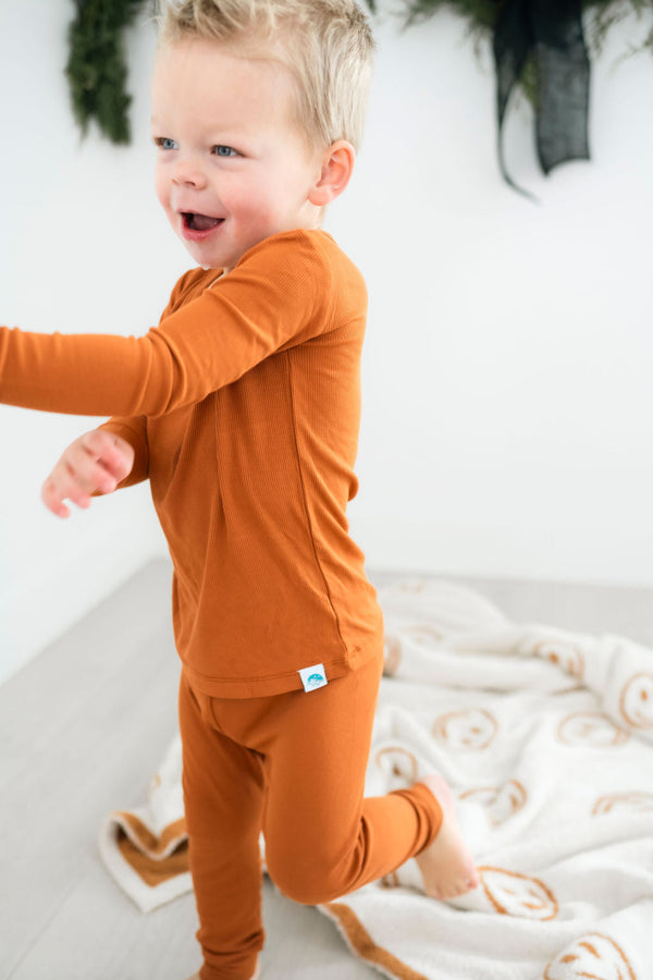 rust-orange-ribbed-long-sleeve-pjs Big Dreams Little Jammie Session Sophia's Style-1
